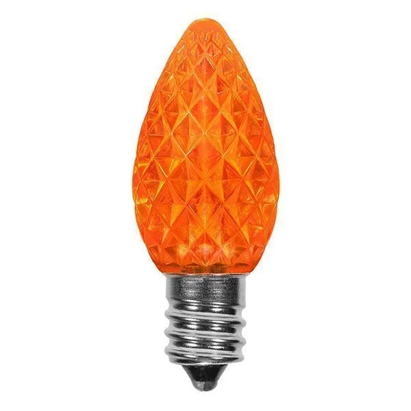 Christmas Reindeer Bells Orange-Gold C7 Crystal Cut LED Light Bulbs - 25/BX