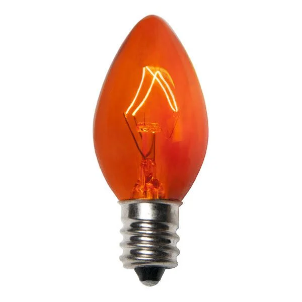 Christmas Santa Arrival Orange-Gold C7 Transparent Incandescent Light Bulbs - 25/BX
