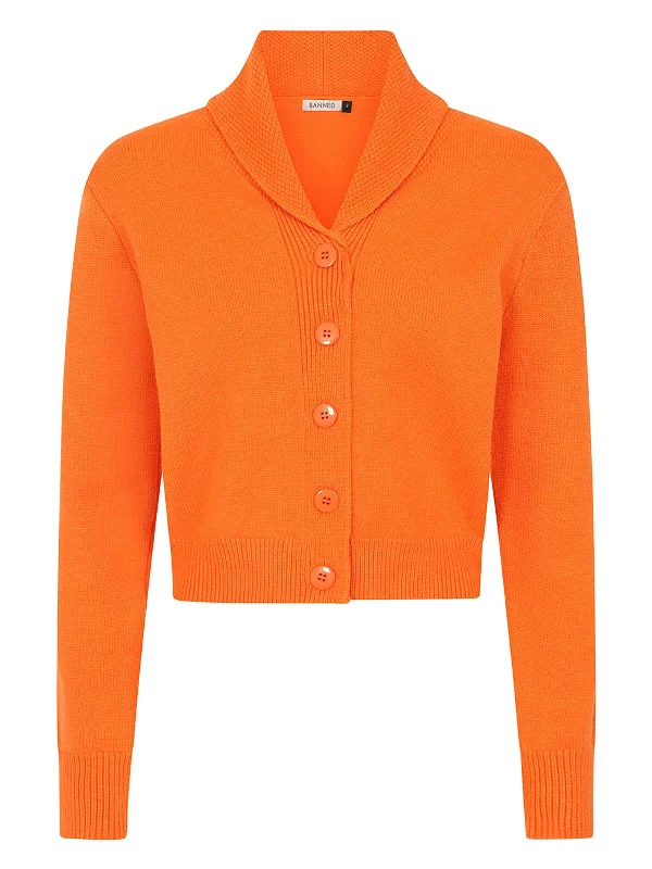 Christmas Cozy Blankets Orange Shawl Collar Vintage Look Cardigan