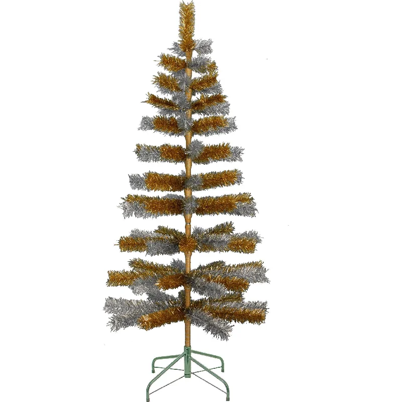 Christmas Twinkling Lights 橙色和银色混合金属丝圣诞树