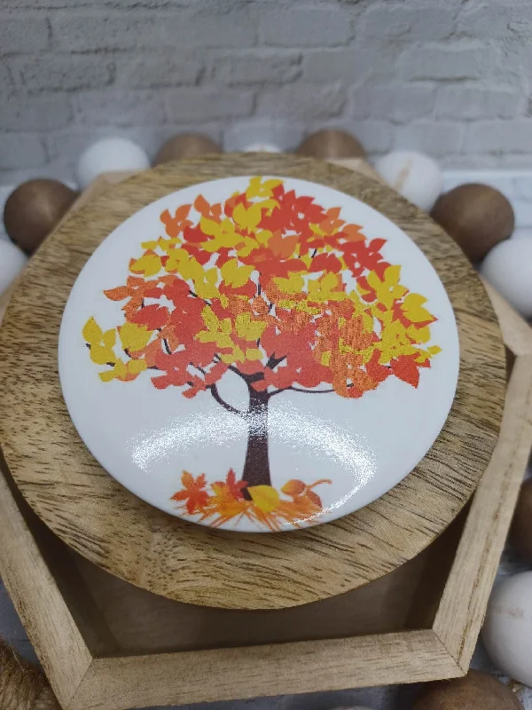Christmas Snow Covered Roof Orange & Yellow Leaves Tree Mirror