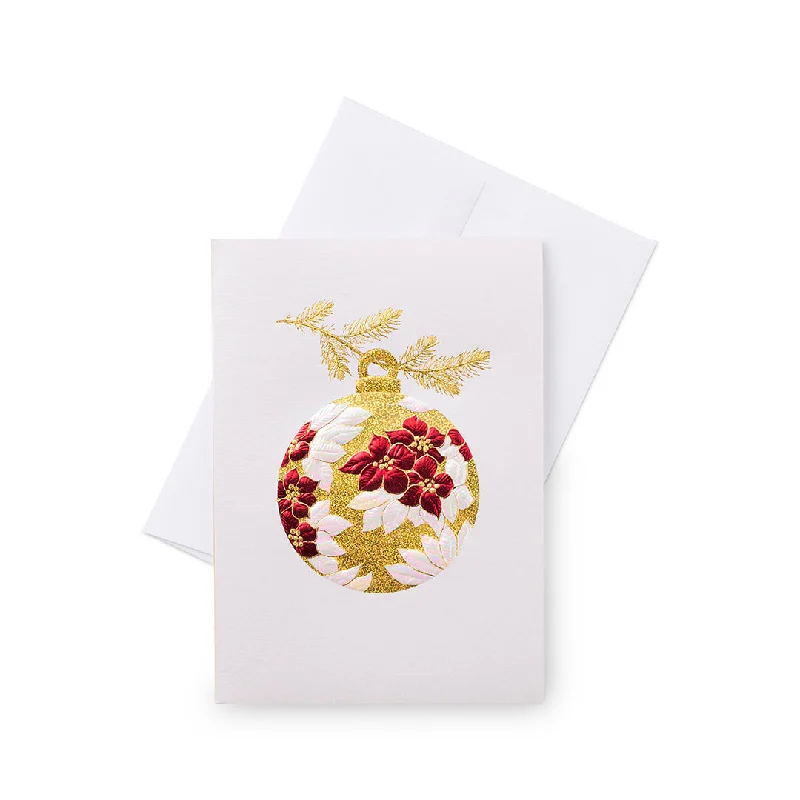 Poinsettia Ornament Holiday Cards, Set of 8