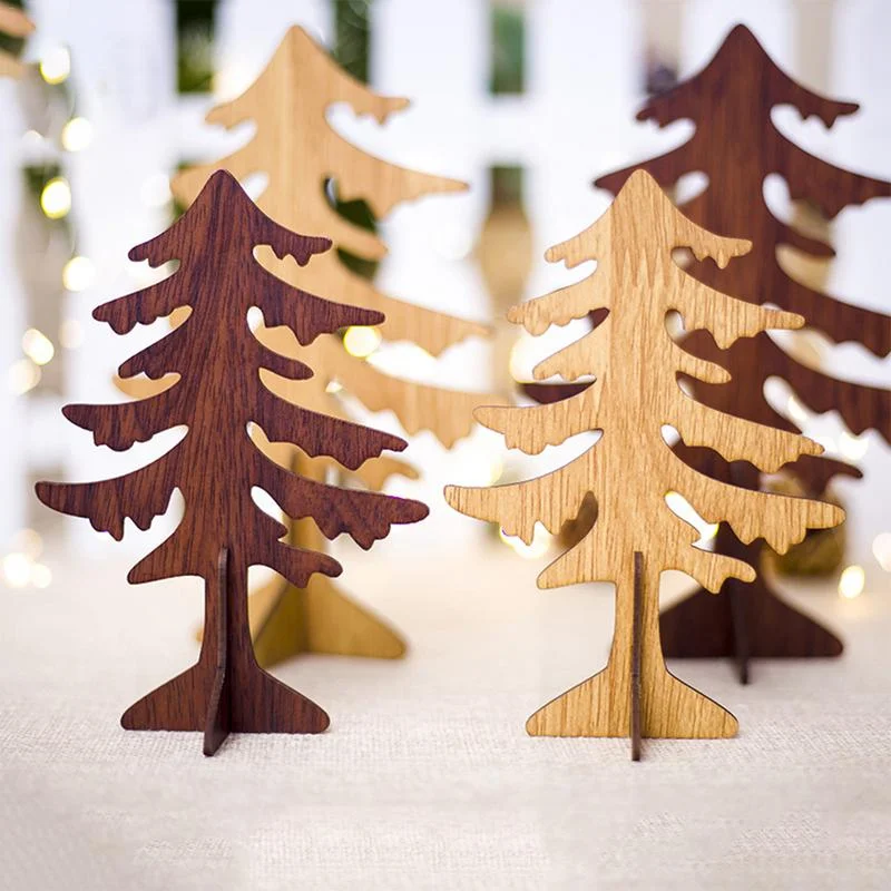 Christmas Festive Lights Ornaments Wooden Block Christmas tree
