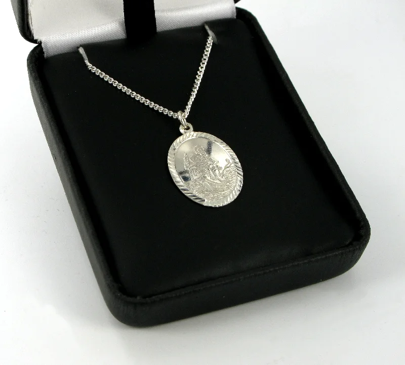 Christmas Homemade Cookies Oval St. Christopher with 18" Curb Chain & Presentation Box
