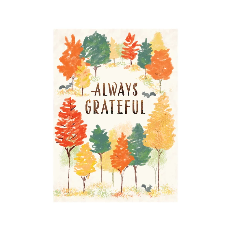 Christmas Nostalgic Memories Painted Autumn Trees Thanksgiving Card