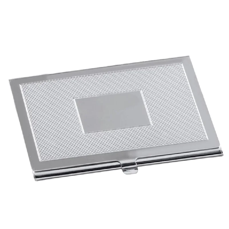 Christmas Holiday Treats Panelled Business Card Holder Silver Plated EP7853