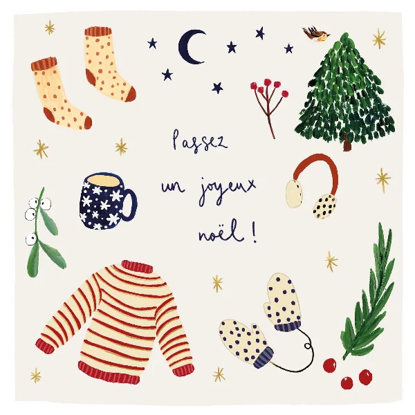 Christmas White Snow Passez Un Joyeux Noel French Christmas Card