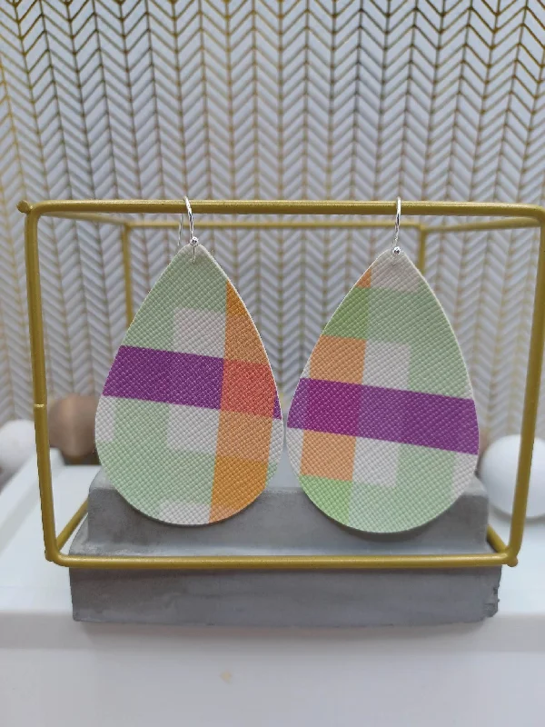 Christmas Family Fun Night Pastel Teal, Purple, & Orange Earrings
