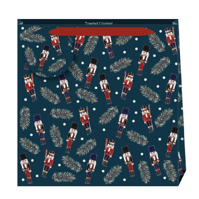 Christmas Festive Wrapping Penny Kennedy Dark Green Nutcracker Large Tall Gift Bag