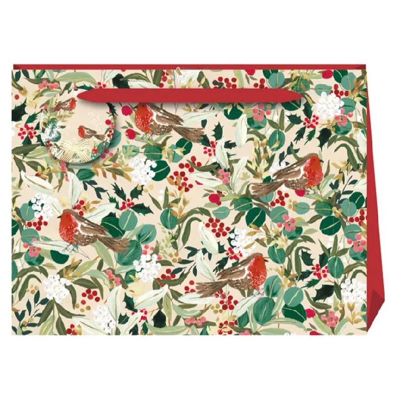 Christmas Ornament Collection Penny Kennedy Robins and Berries Large Gift Bag