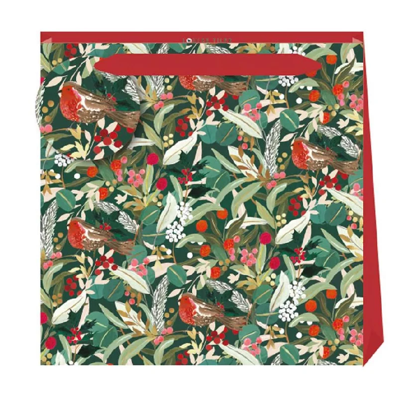 Christmas Classic Holiday Songs Penny Kennedy Robins and Berries Medium Gift Bag