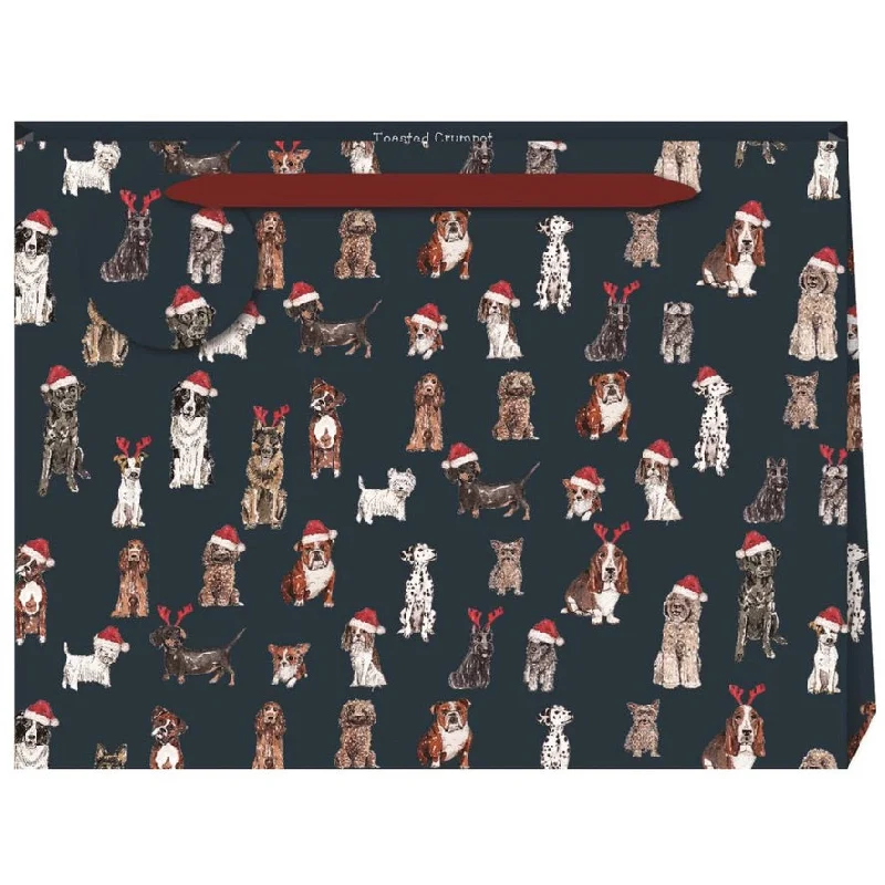 Christmas Tree Snowflakes Penny Kennedy Santa Dogs Large Gift Bag