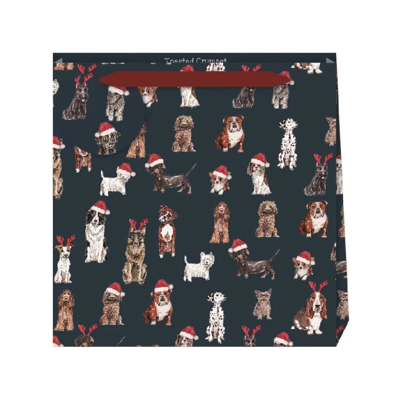 Christmas Evergreen Decorations Penny Kennedy Santa Dogs Medium Gift Bag