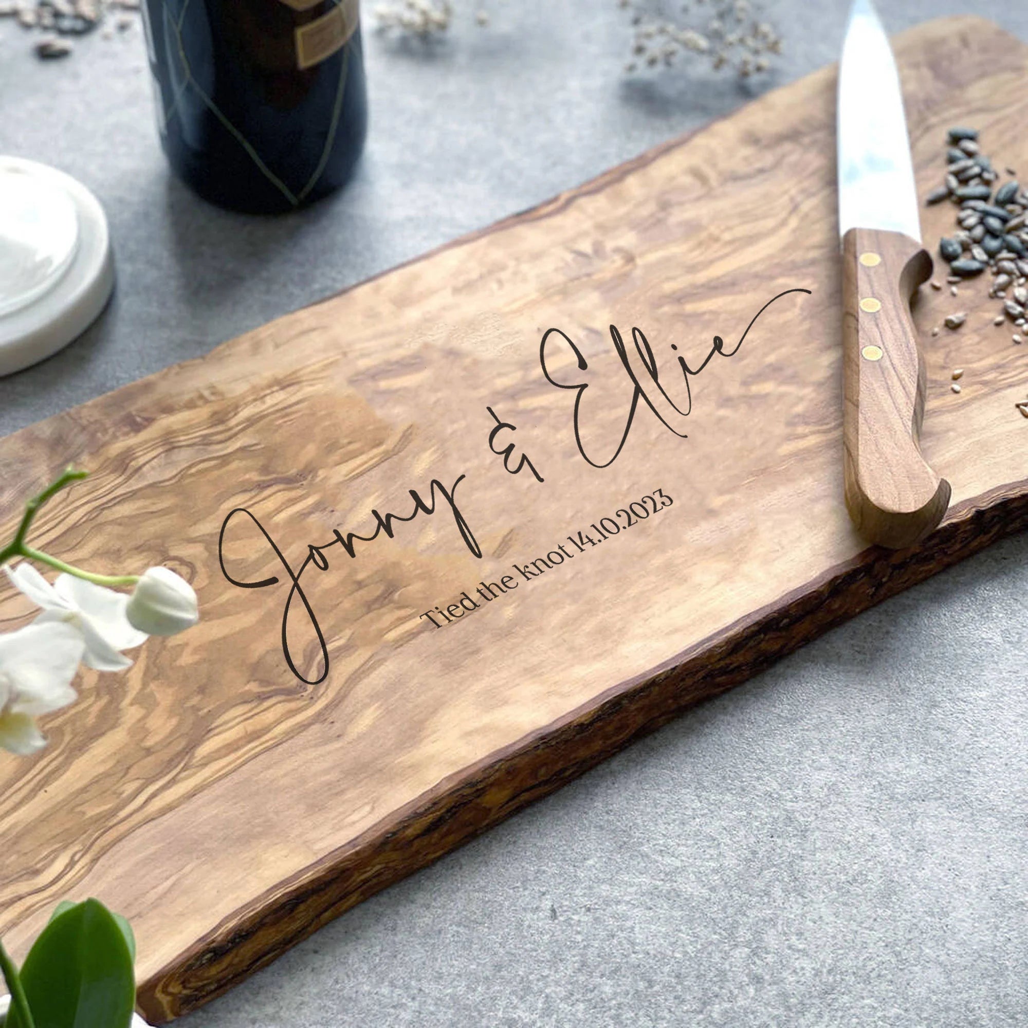 Christmas Gifting Joy Personalised Olive Wood Chopping Board Gift