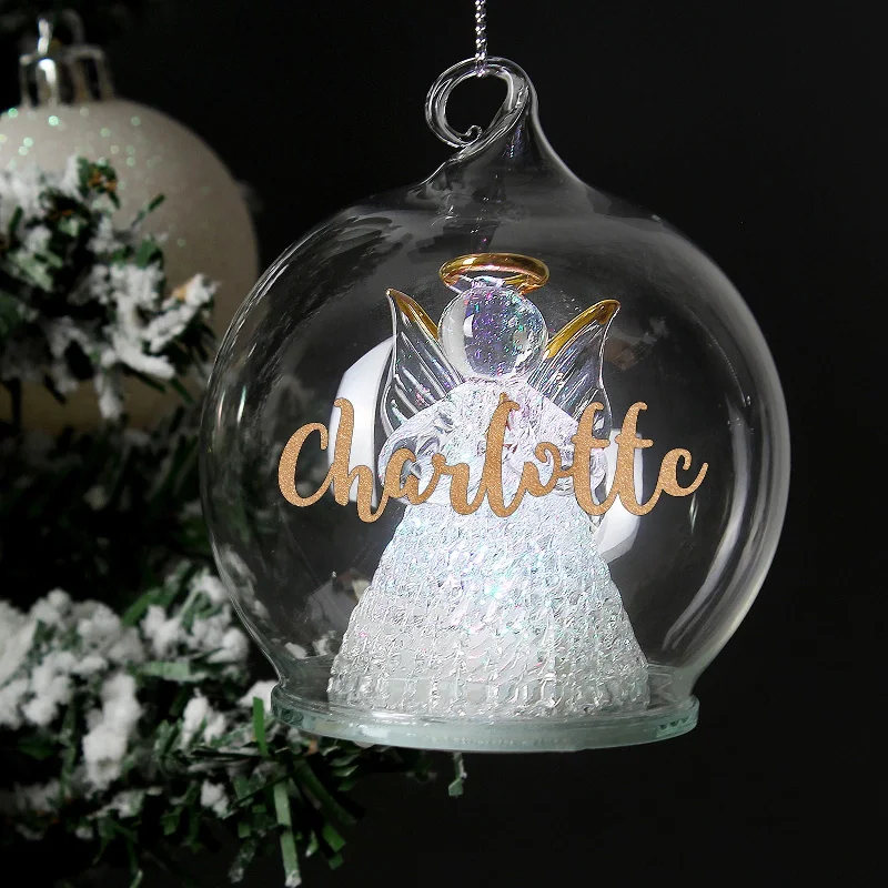 Christmas Nostalgic Moments Personalised Christmas LED Angel Bauble