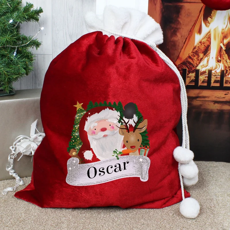 Christmas Reindeer Bells Personalised Christmas Santa Red Sack
