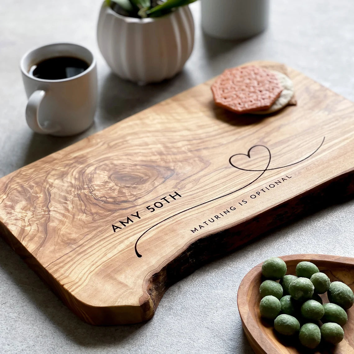 Christmas Classic Traditions Personalised Gift Live Edge Cheese / Chopping Board
