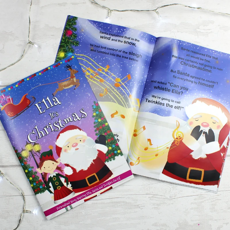 Christmas Winter Joy Personalised Girls "It's Christmas" Story Book, Featuring Santa And His Elf Twinkles