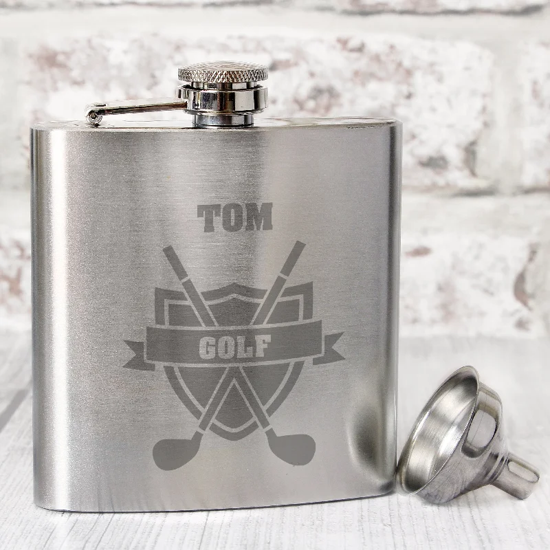 Christmas Cozy Decor Personalised Golf Hip Flask