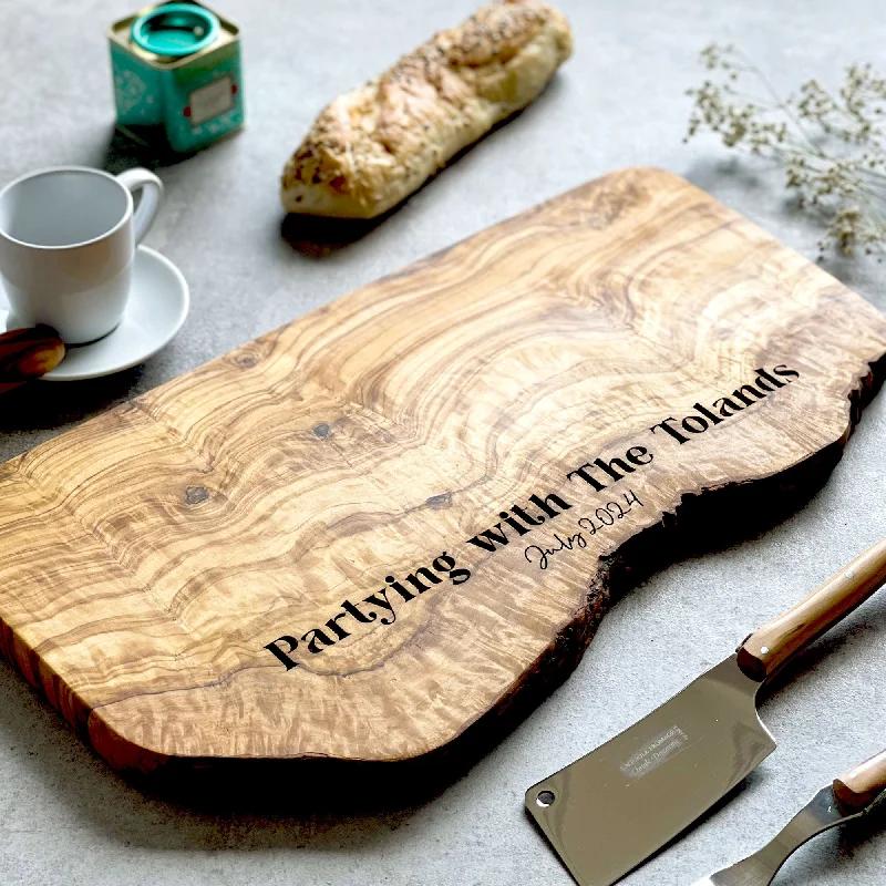 Christmas Snow Covered Streets Personalised Natural Wooden Cheeseboard