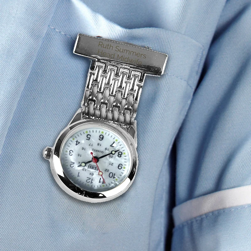Christmas Glittering Stars Personalised Nurse's Fob Watch