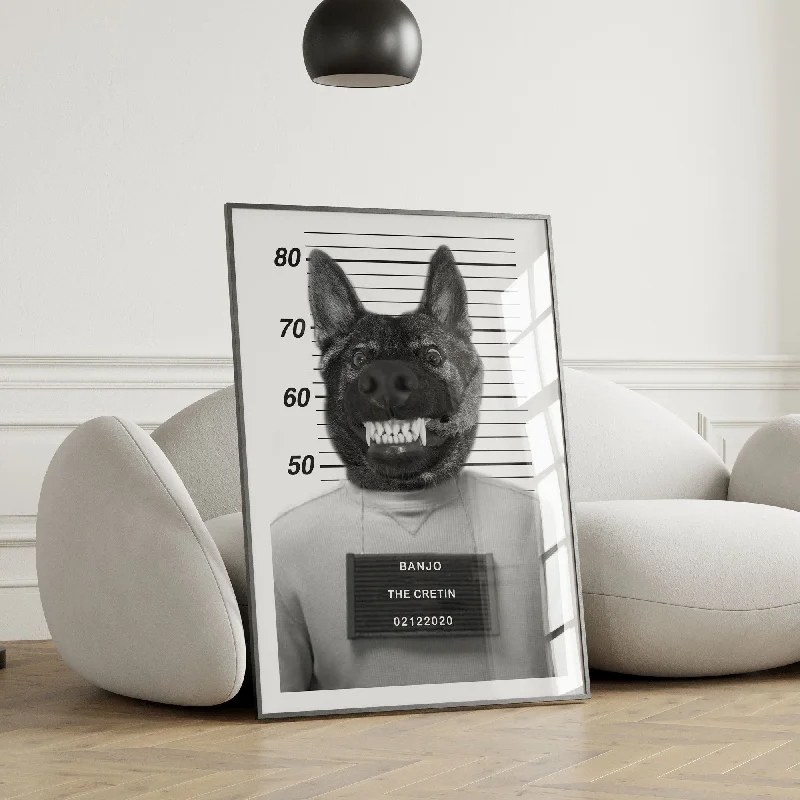 Christmas Cozy Fireplace Personalised Pet Mugshot Portrait Print