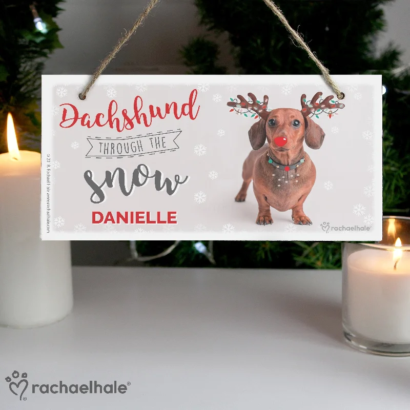 Christmas Homemade Treats Personalised Rachael Hale Christmas Dachshund Through The Snow Wooden Sign