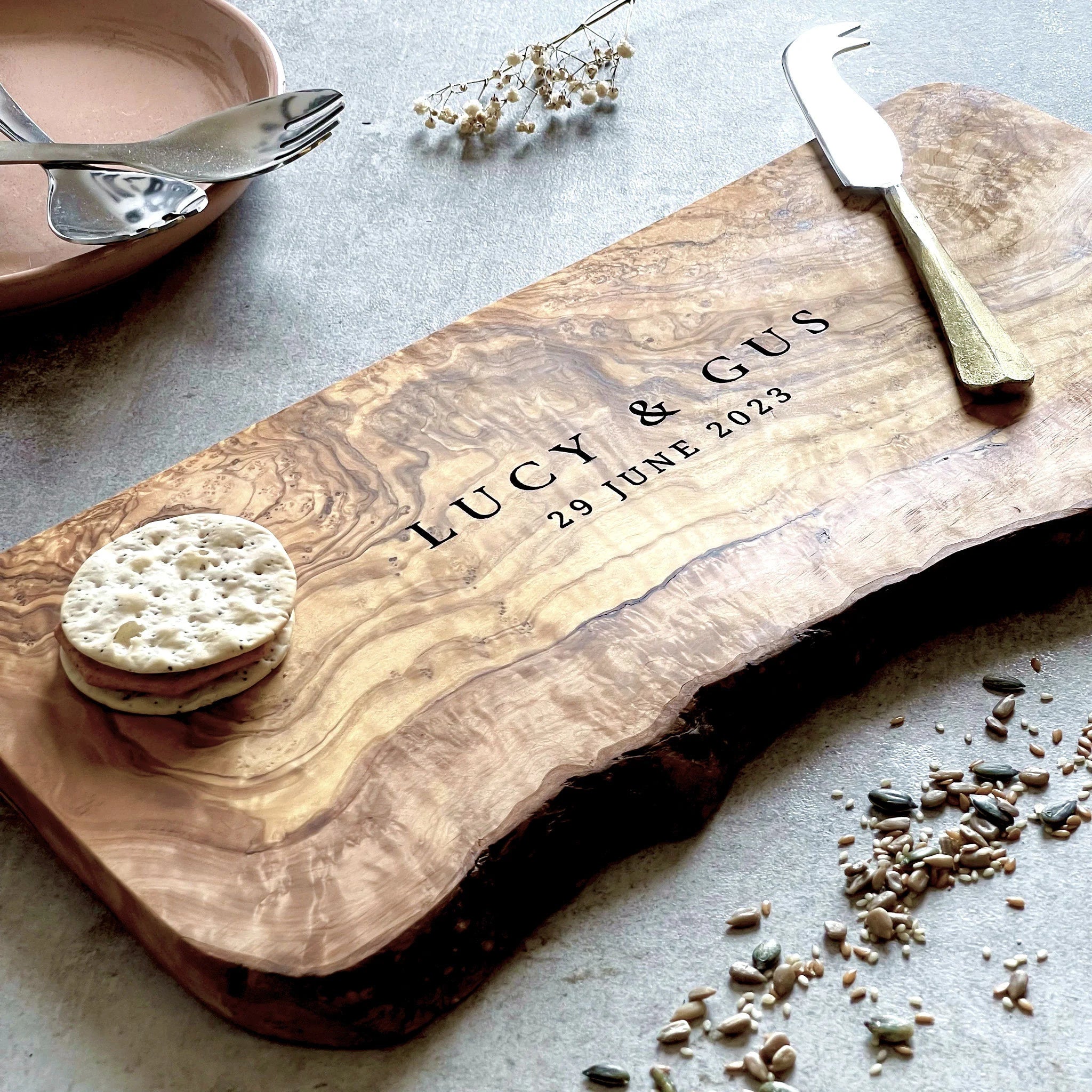 Christmas Cozy Evenings Personalised Rustic Cheeseboard