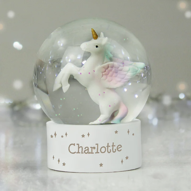 Christmas Cozy Sweaters Personalised Unicorn Name Snow Globe