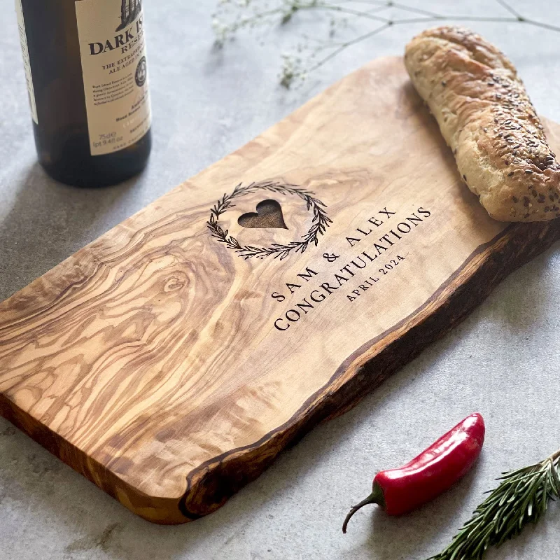 Christmas Fireplace Cozy Personalised Rustic Wedding Cheeseboard