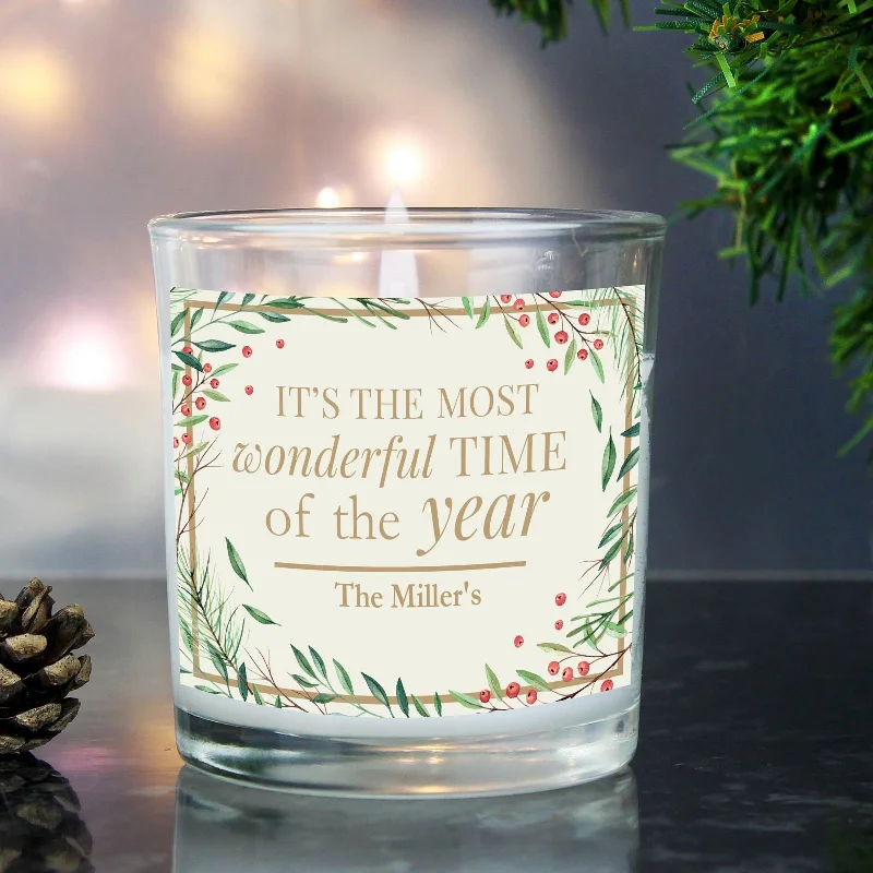 Christmas Outdoor Lights Personalised 'Wonderful Time Of The Year' Christmas Scented Jar Candle