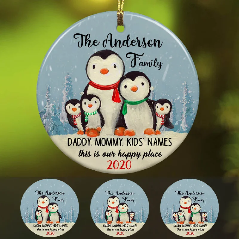 Personalized Christmas Penguin Family Ornament OB22 85O60