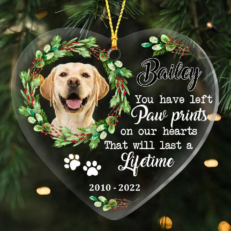Personalized Dog Memo You Have Left Paw Prints On Our Hearts Heart Ornament NB191 32O53