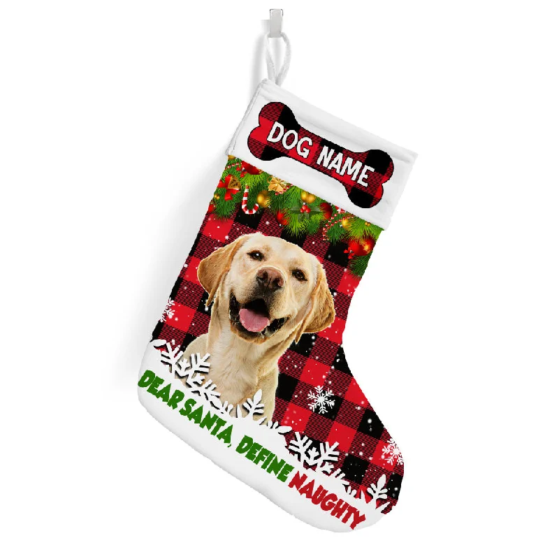 Personalized Dog Photo Christmas Santa Define Naughty Stocking NB131 85O36