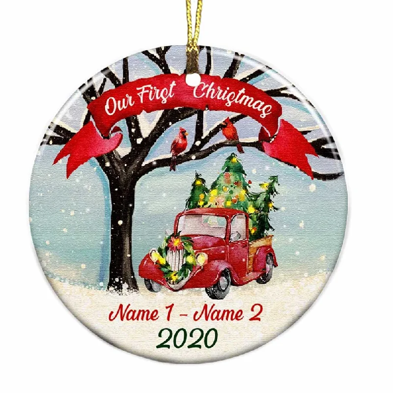 Personalized Red Truck First Christmas Couple Ornament SB251 95O65