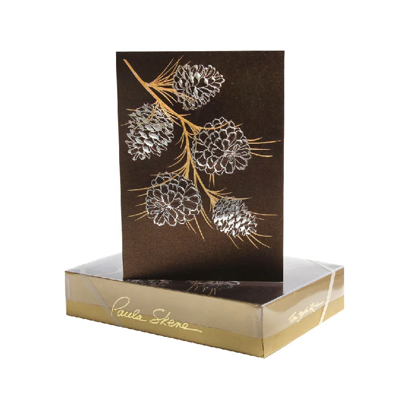 Pine Cone Bough Note Cards, Set of 8