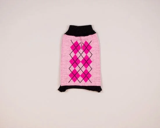 Pink Argyle-Dog Sweater