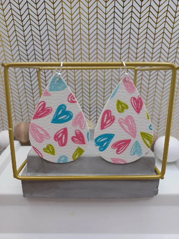 Christmas Star Gazing Pink, Blue, Green Heart Earrings
