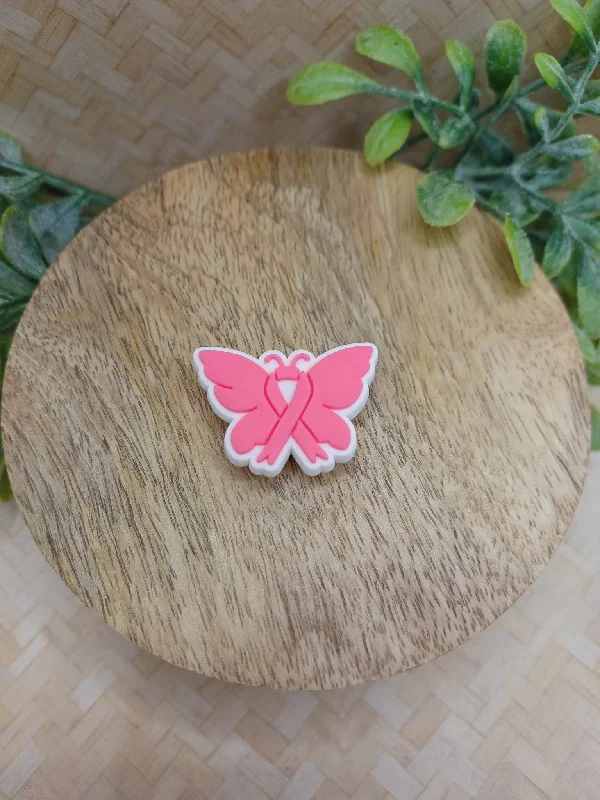 Christmas Joyful Vibes Pink Butterfly Breast Cancer Awareness Shoe Charm Accessory