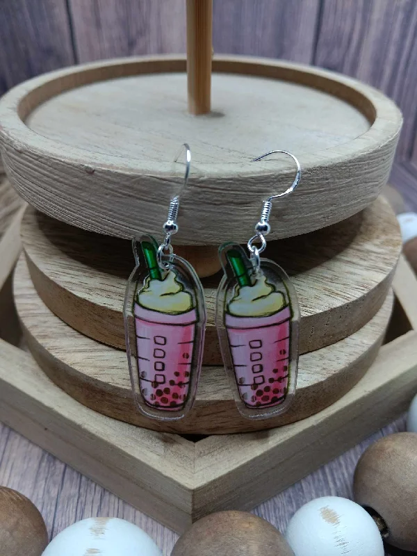 Christmas Gift Exchange Ideas Pink Coffee Drink Earrings