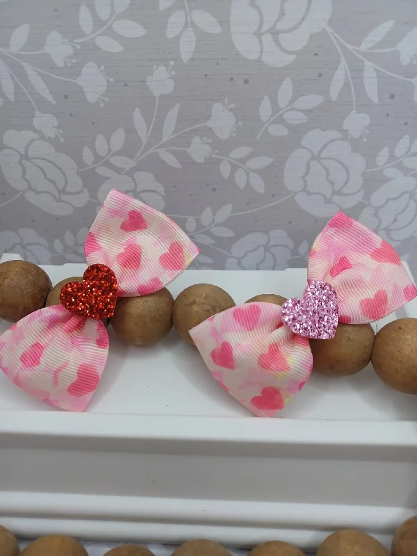 Christmas Winter Decor Pink Hair Accessory w/ Pink and Red Glitter Accent