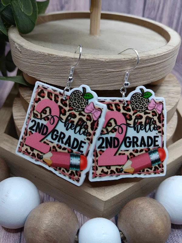 Christmas Village Scene Pink & Leopard 2nd Grade Earrings