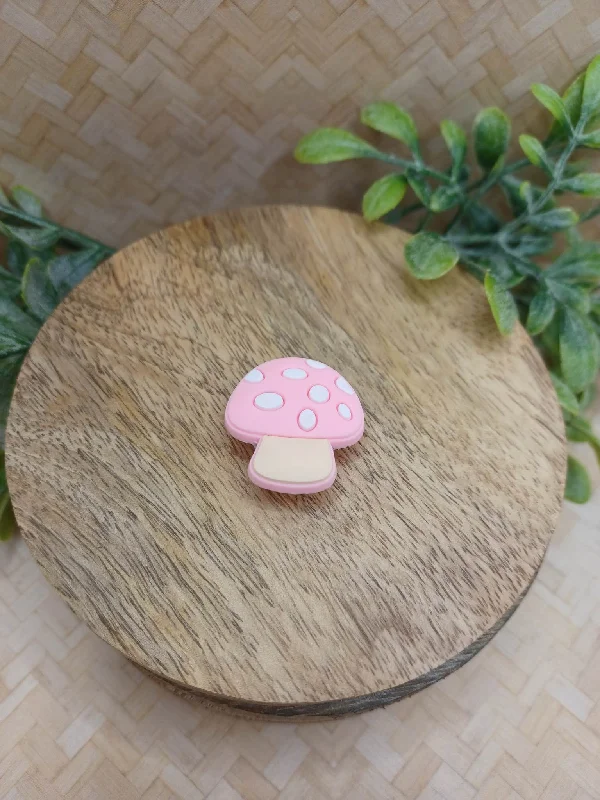 Christmas Holiday Decor Pink Mushroom Shoe Charm Accessory