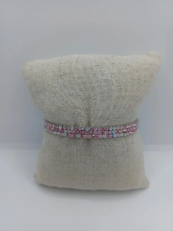 Pink Rhinestone Bracelet Set