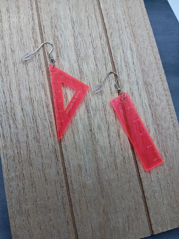 Christmas Outdoor Lights Pink Ruler Themed Earrings