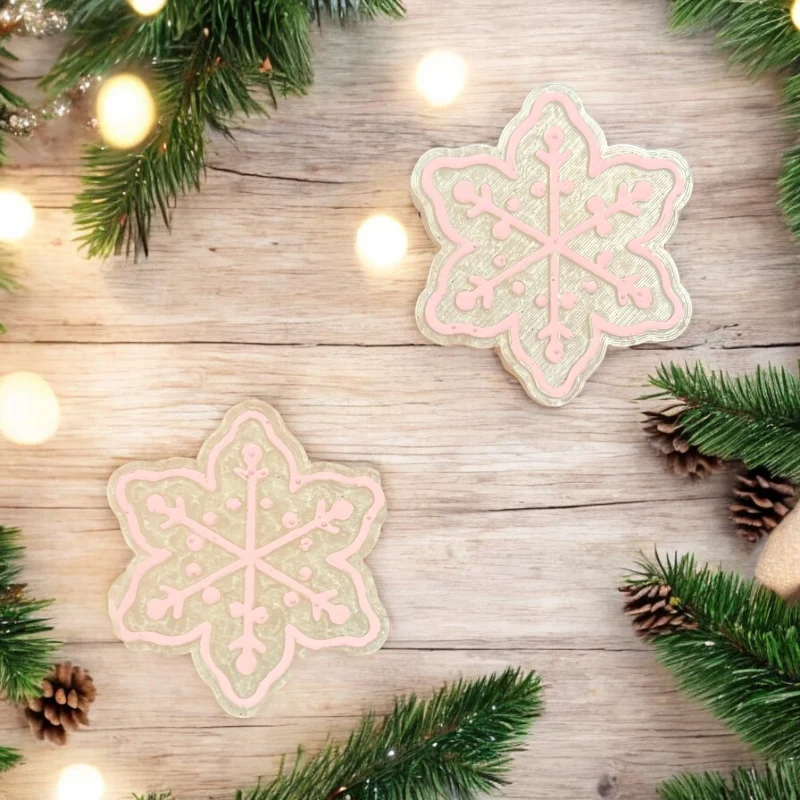 Christmas Winter Decor Pink Snowflake Freshie Vent Clip Set