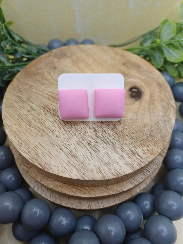 Christmas Cozy Weather Pink Square Earrings