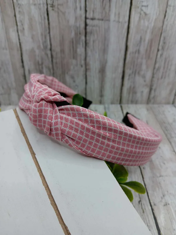Christmas Snow Covered Streets Pink & White Patterned Top Knot Headband