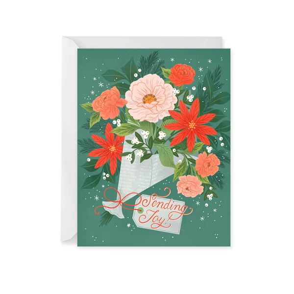 Poinsettia Bouquet Holiday Card