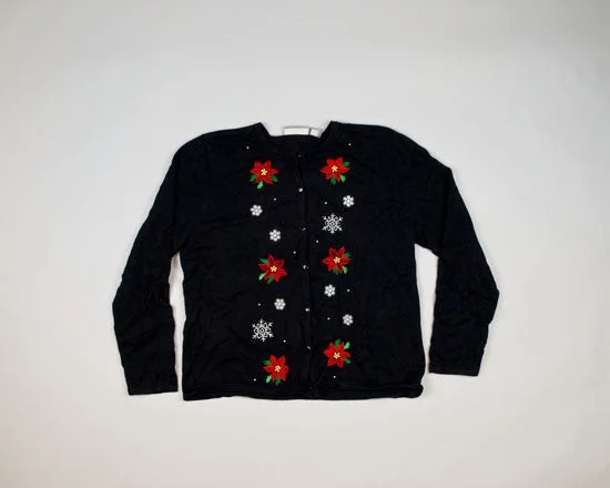 Poinsettias With Snowflakes-Small Christmas Sweater